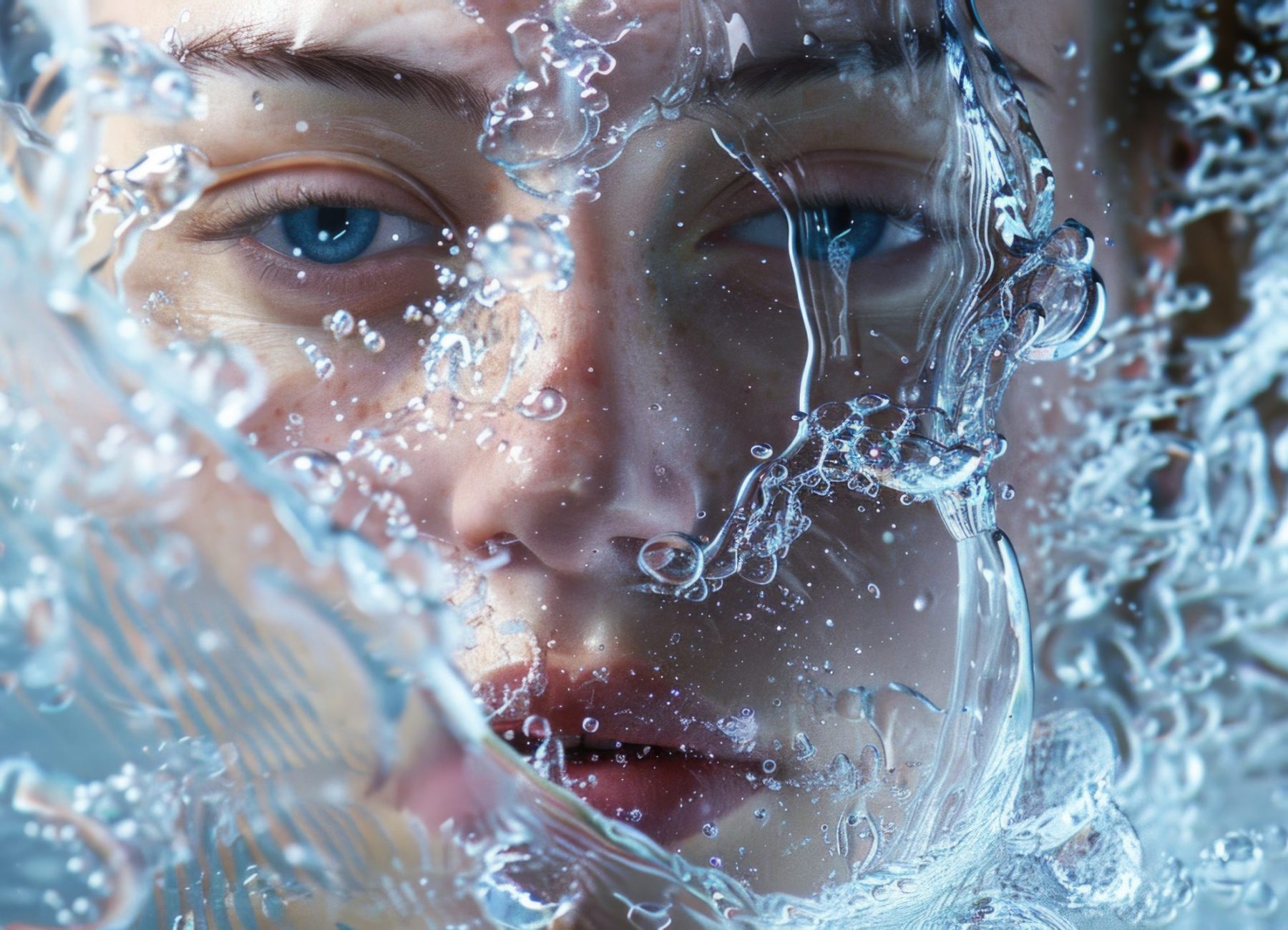 person into a water splash